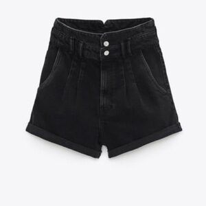 Zara paper bag waist denim shorts